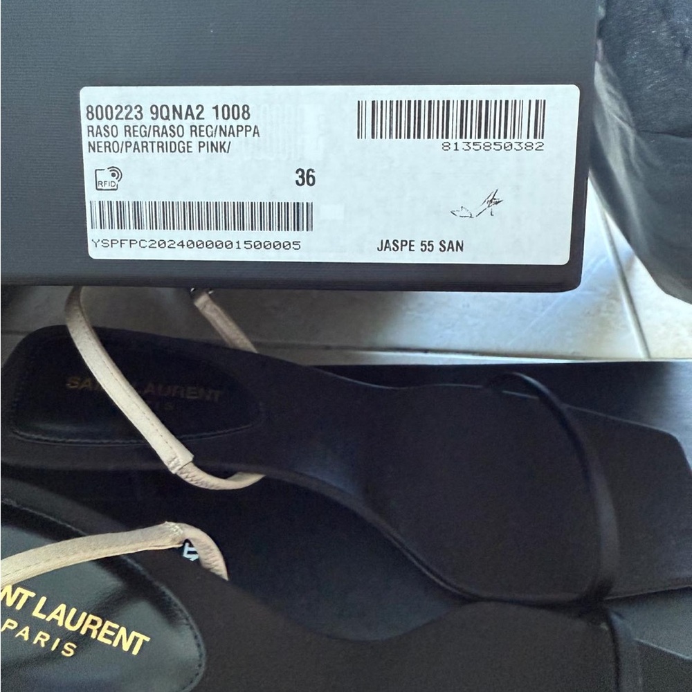 Saint Laurent Black and Cream Slingback Heels - Picture 7 of 7